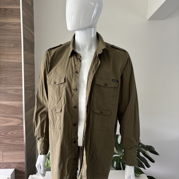 Dolce & Gabbana Military Shirt Long Sleeve Green Men's Sz 44 Authentic - Picture 4 of 9